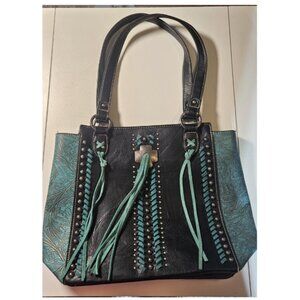 Montana West Purse Western Concealed Carry Leather Teal Black Cowboy Shoulder